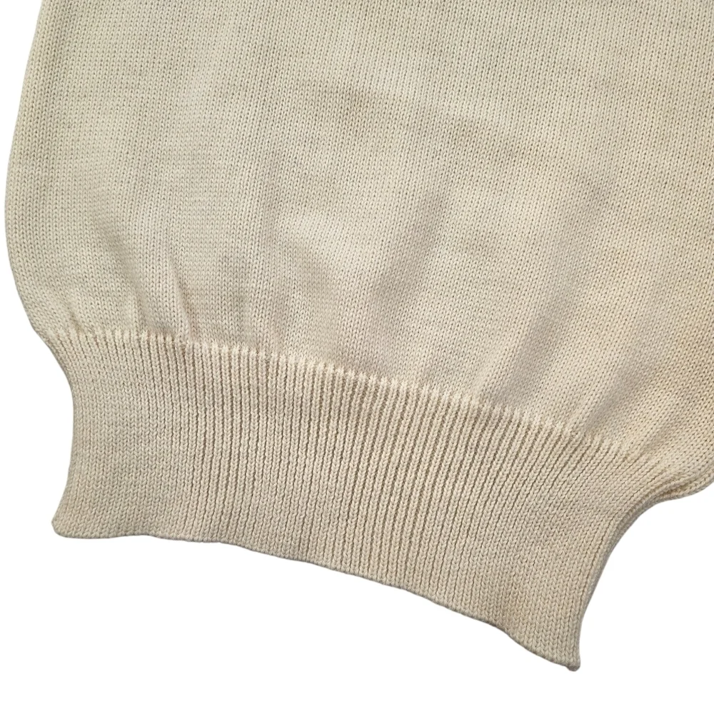 Vintage 80s Nautical Range Wool Turtleneck Submariner Sweater Cream UK Made M